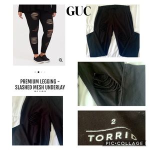 Slashed Mesh Underlay Premium Legging - Torrid